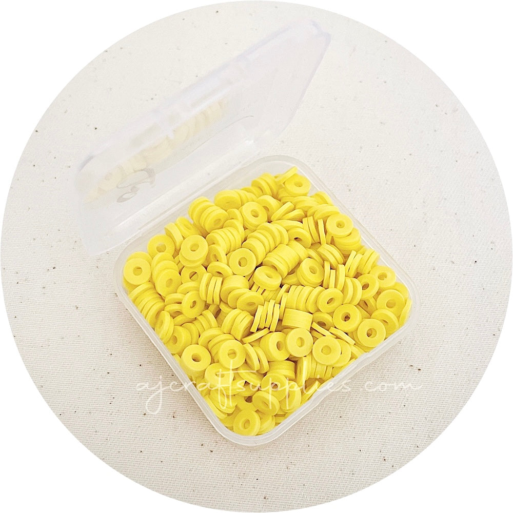 6mm Heishi (Polymer Clay) Beads - Lemon Yellow - 500 Beads / Box