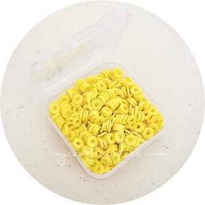 6mm Flat Coin Polymer Clay Spacer Beads - Lemon Yellow - 500 Beads / Box
