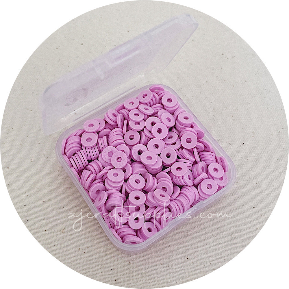 6mm Flat Coin Polymer Clay Spacer Beads - Mauve - 500 Beads / Box