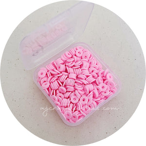 6mm Flat Coin Polymer Clay Spacer Beads - Candy Pink - 500 Beads / Box