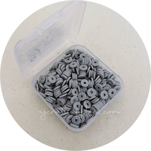 6mm Flat Coin Polymer Clay Spacer Beads - Light Grey - 500 Beads / Box