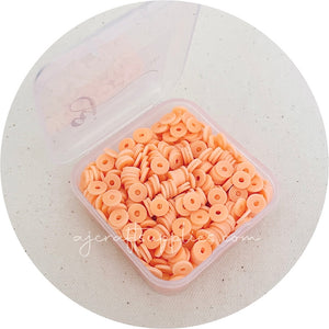 6mm Flat Coin Polymer Clay Spacer Beads - Light Orange - 500 Beads / Box