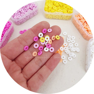 Mixed 6mm Flat Coin Polymer Clay Spacer Beads - Peaches & Cream - 500 Beads / Box