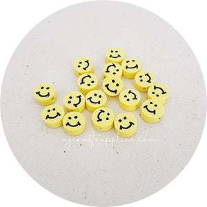 10mm Happy Face Polymer Clay Beads - 5 Beads