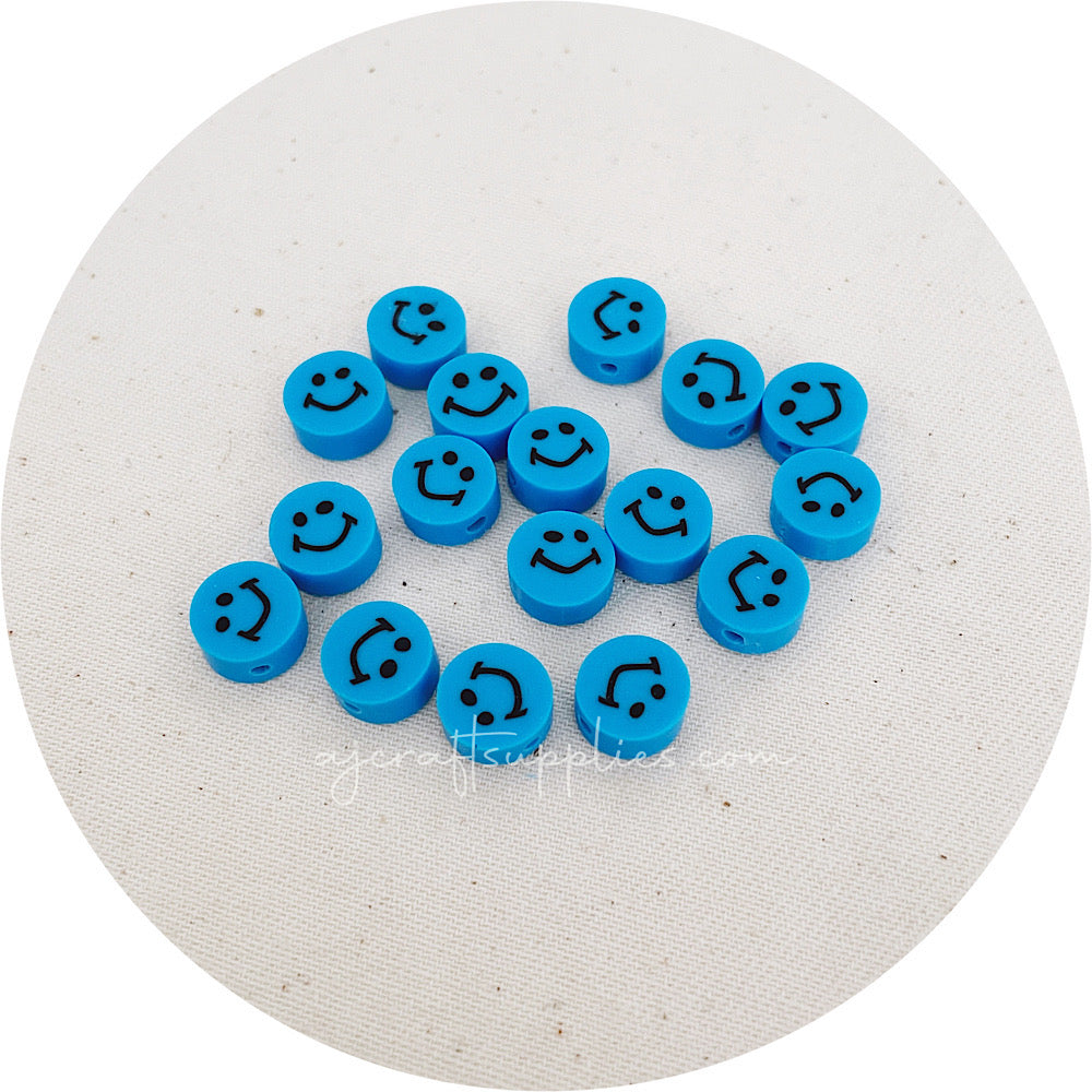 10mm Happy Face Polymer Clay Beads - 5 Beads