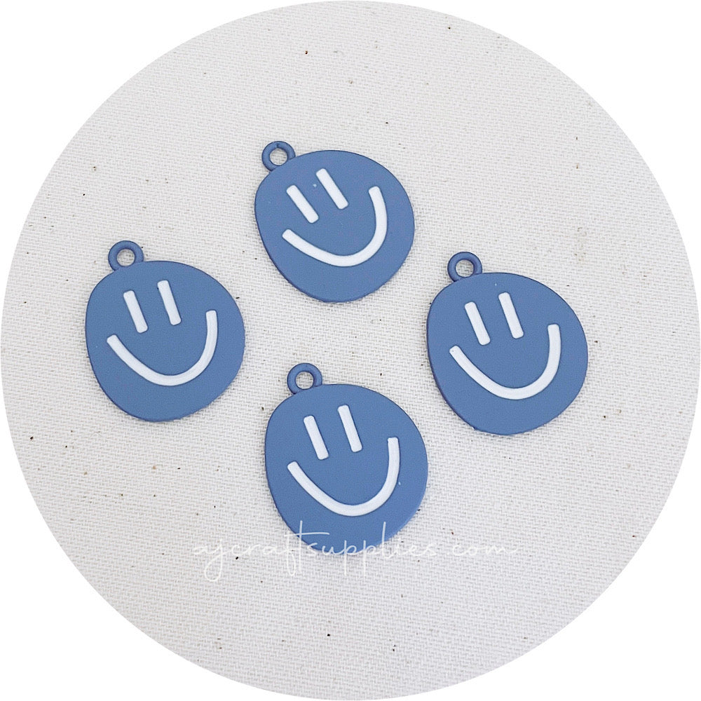 20mm Happy Face Enamel Metal Charms - CHOOSE YOUR COLOUR - Each