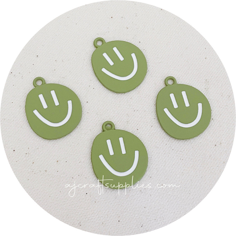 20mm Happy Face Enamel Metal Charms - CHOOSE YOUR COLOUR - Each