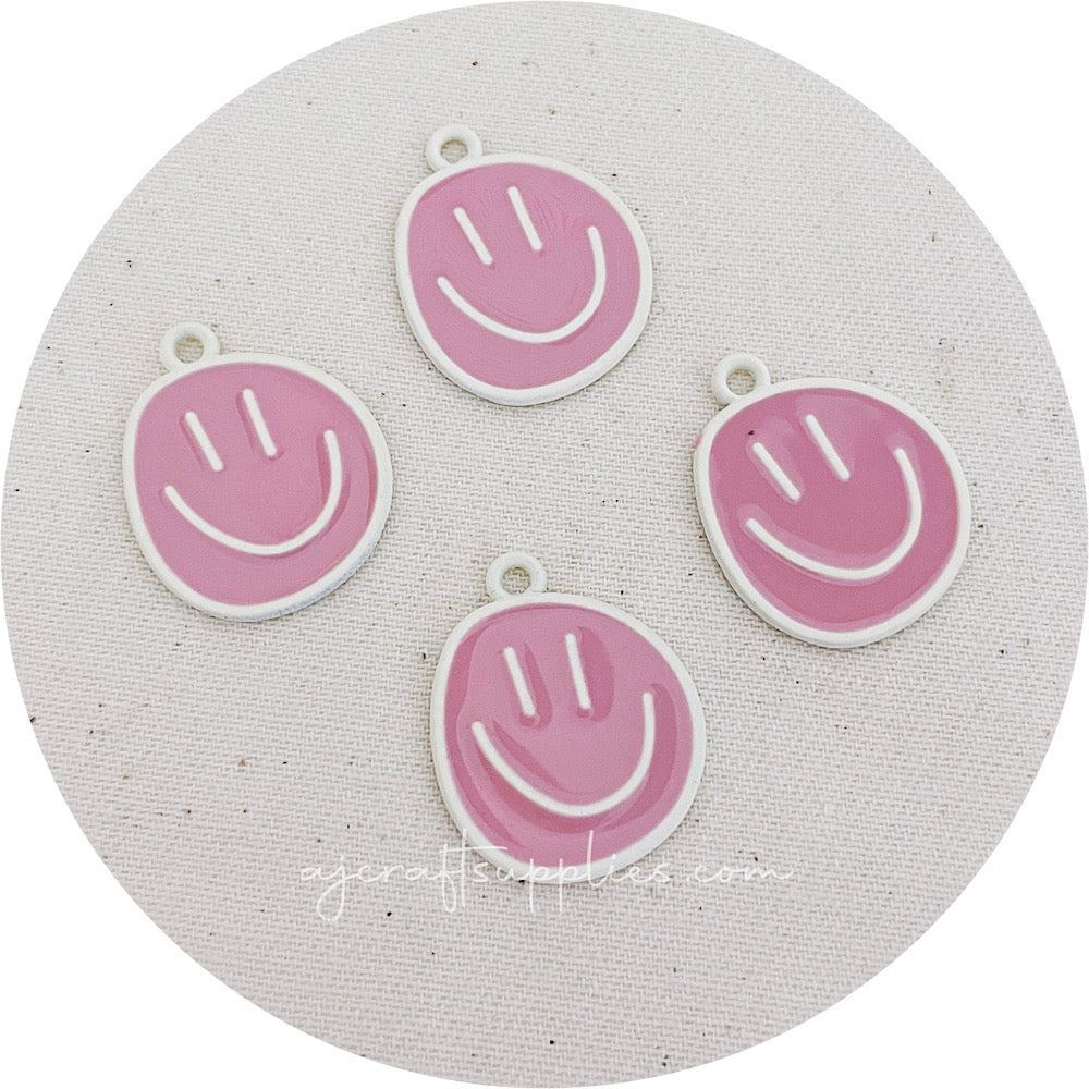 20mm Happy Face Enamel Metal Charms - CHOOSE YOUR COLOUR - Each