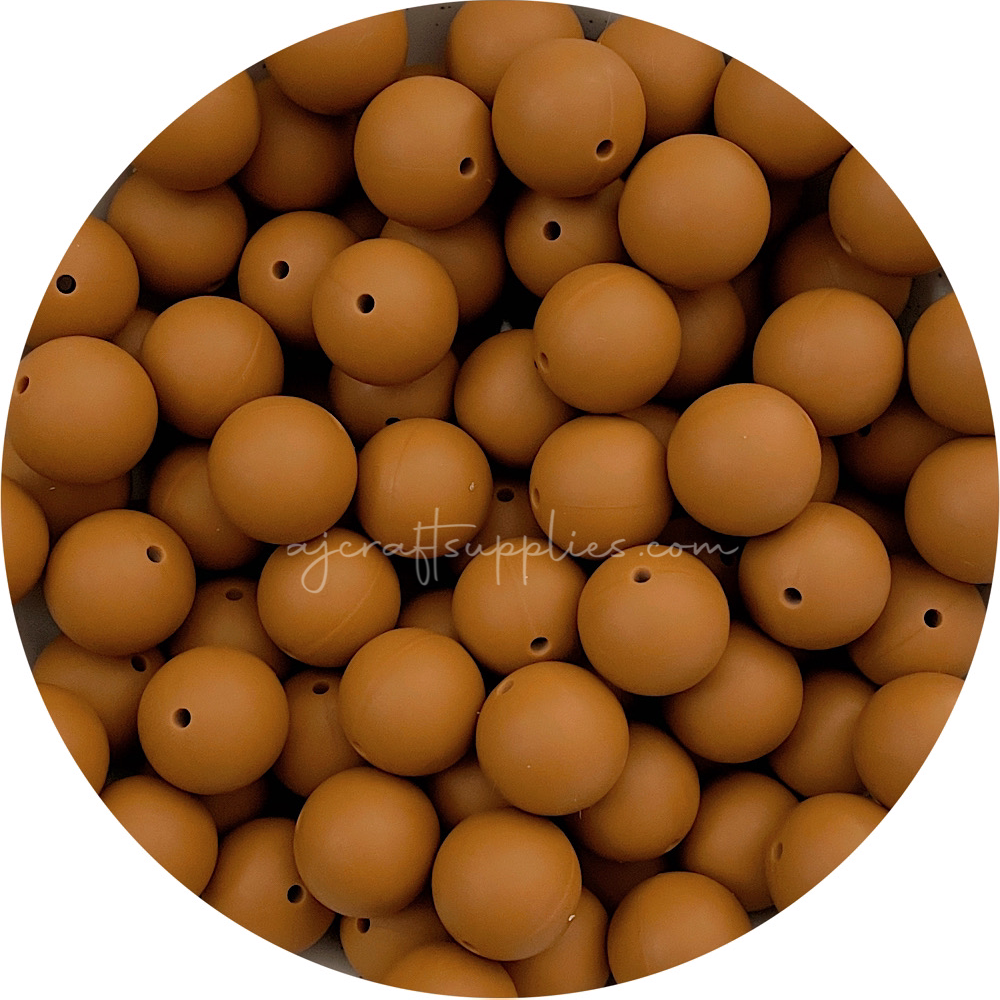 Tan - 19mm round - 5 Beads