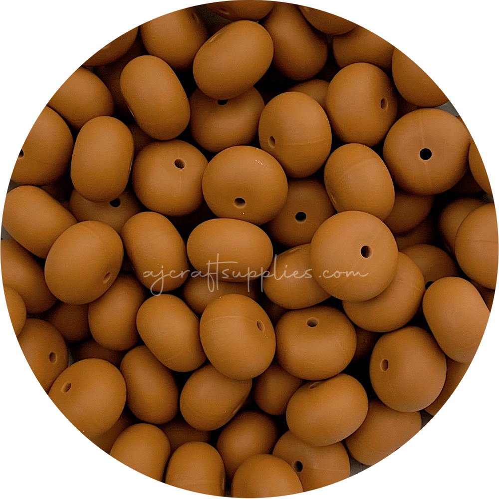Tan - 22mm Abacus Silicone Beads - 5 Beads
