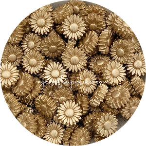 Brushed Gold - 22mm Mini Daisy Silicone Beads - 2 beads