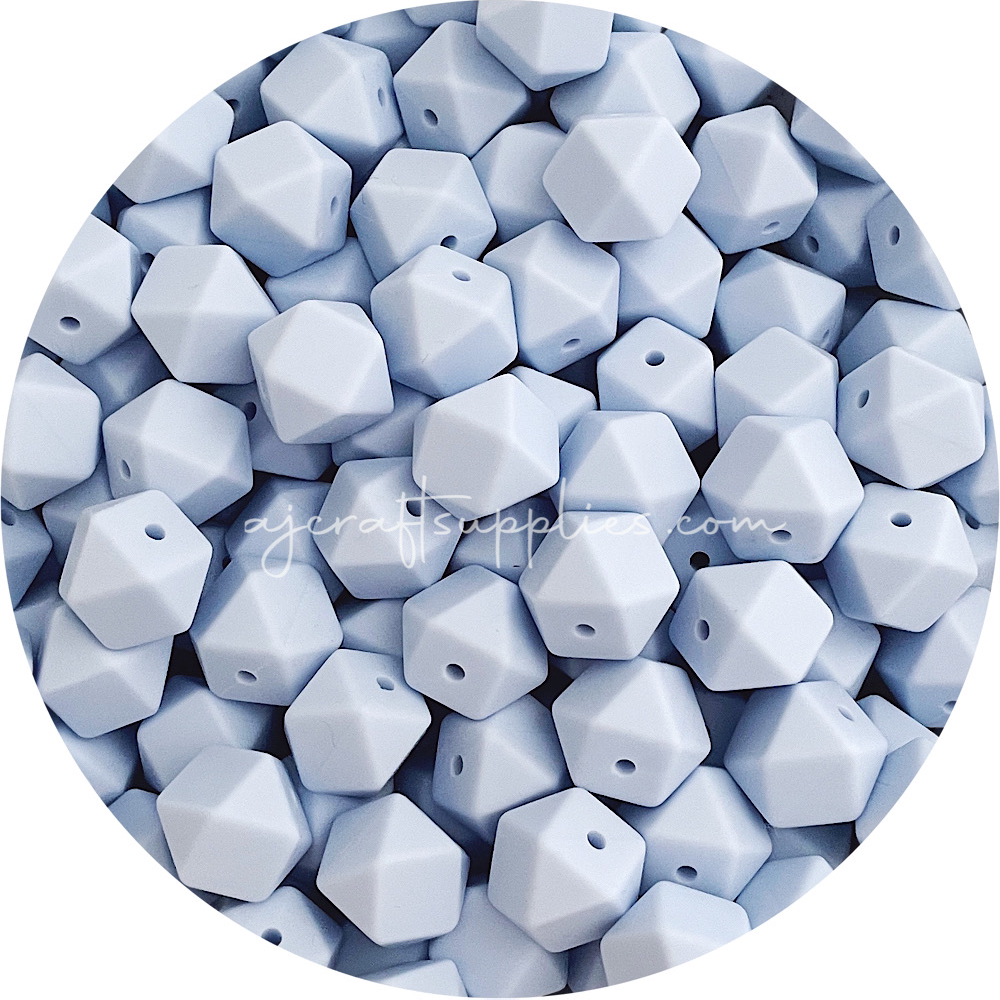 Pastel Blue - 14mm Mini Hexagon - 5 beads