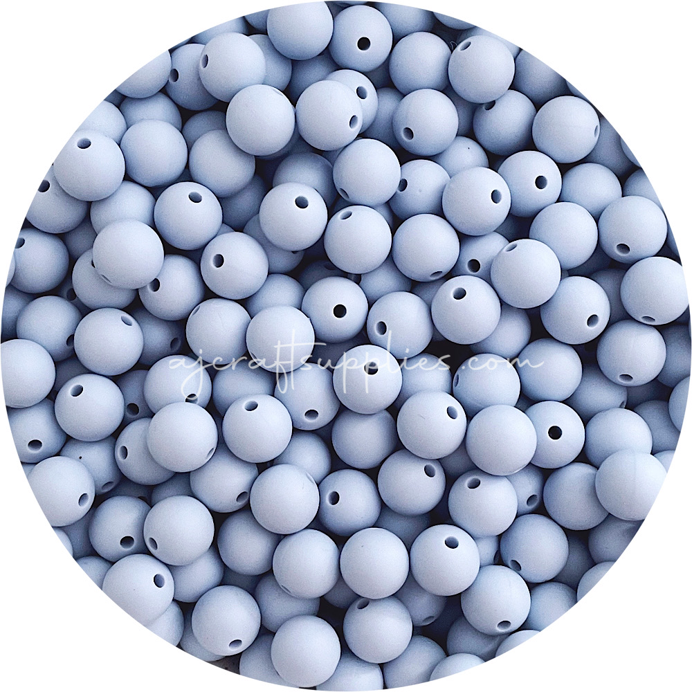 Pastel Blue - 12mm Round Silicone Beads - 10 beads