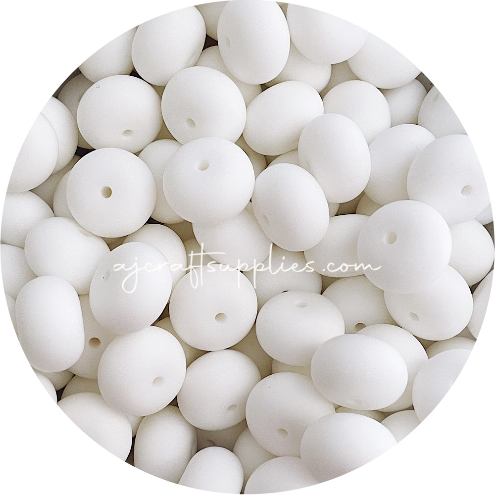 Snow White - 22mm Abacus Silicone Beads - 5 Beads