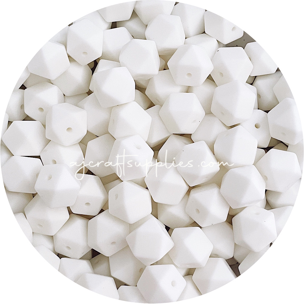 Snow White - 14mm Mini Hexagon - 5 beads