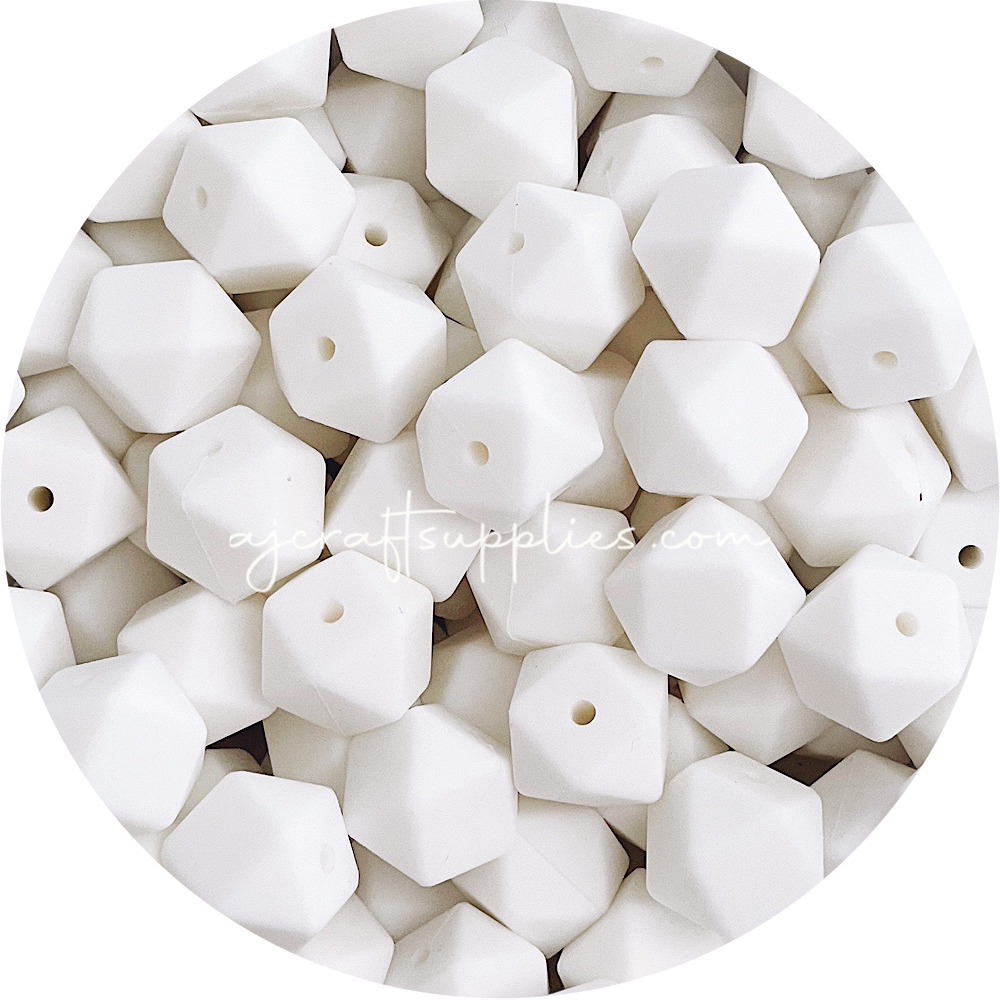 Snow White - 17mm Hexagon - 10 Beads