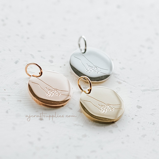 Mother & Child Finger Grasp - 20mm Stainless Steel Round Charm - CHOOSE YOUR COLOUR - Each