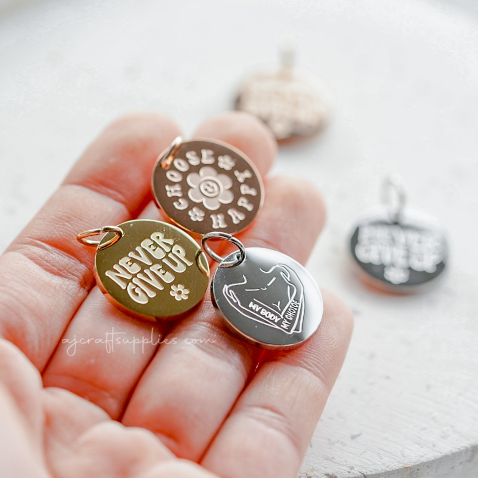 Teacher Quote - 20mm Stainless Steel Round Charm - CHOOSE YOUR COLOUR - Each