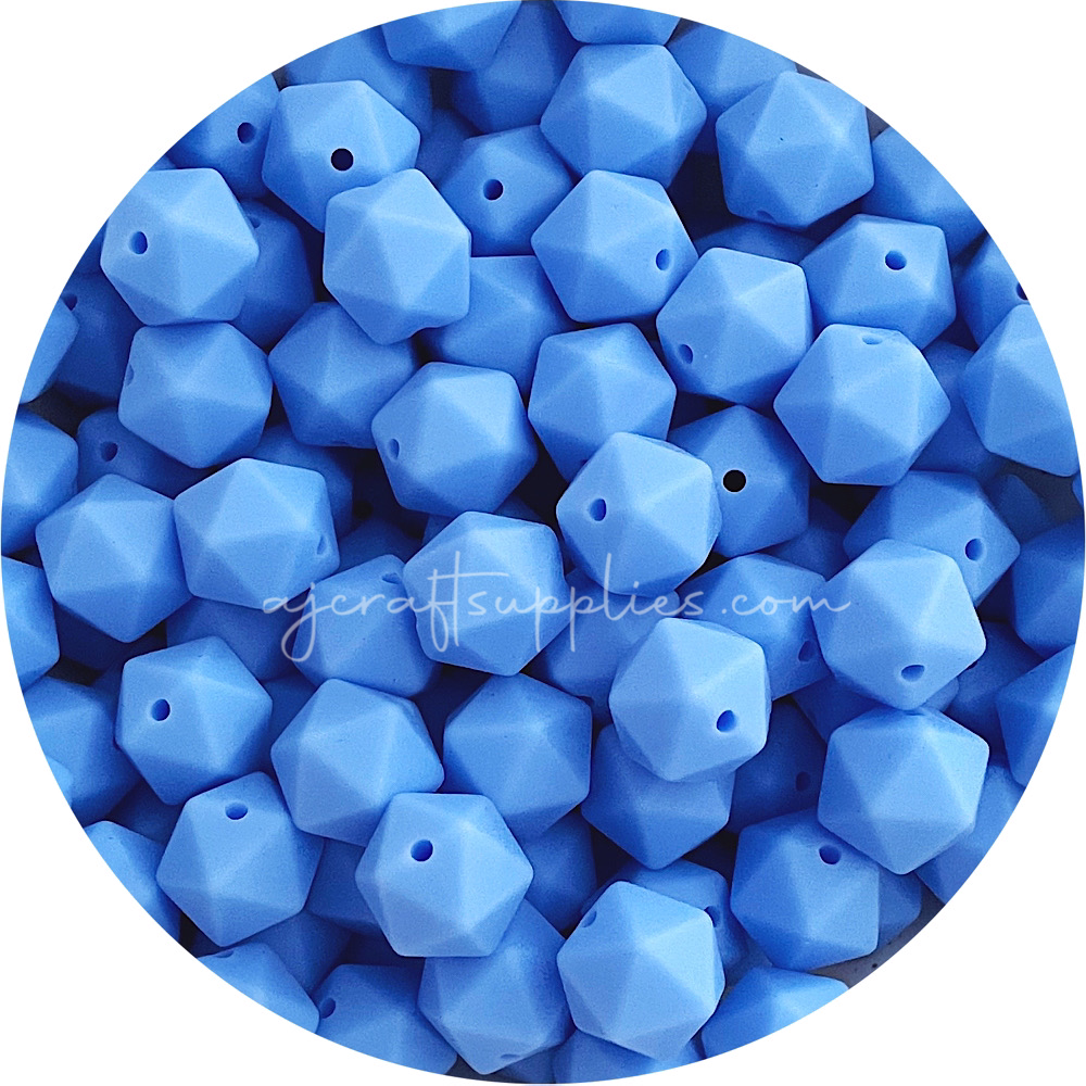 *CLEARANCE* Cornflower Blue - 14mm Mini Icosahedron - 20 beads