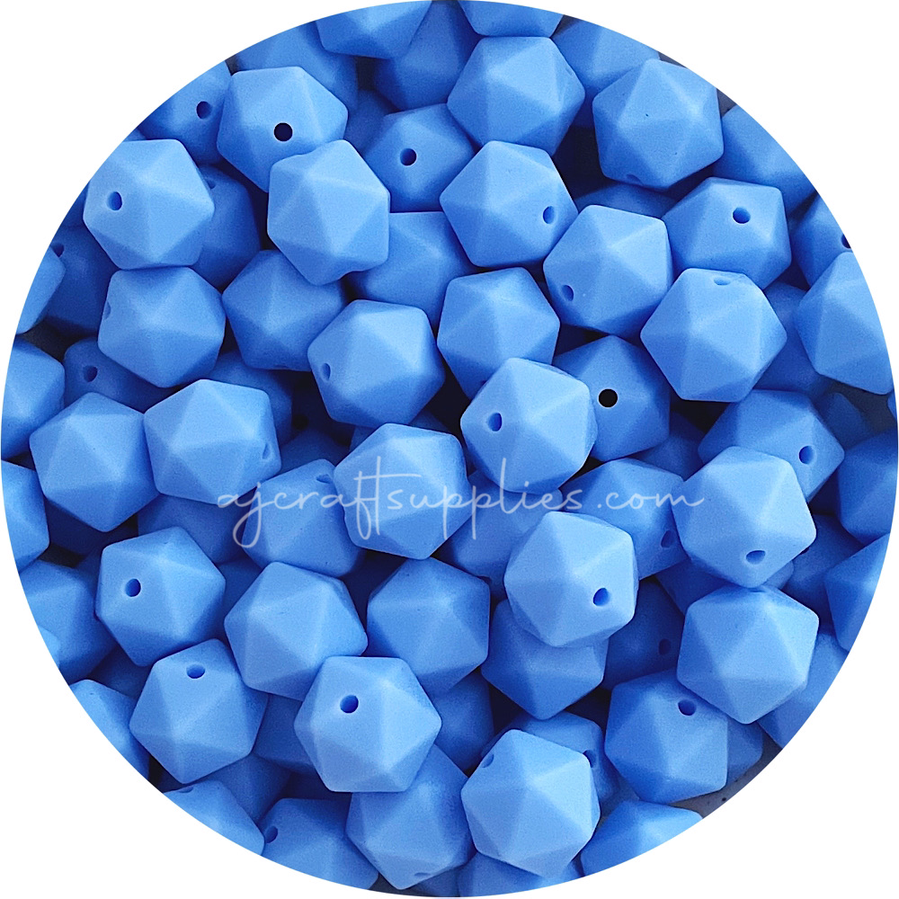 Cornflower Blue - 14mm Mini Icosahedron - 2 beads