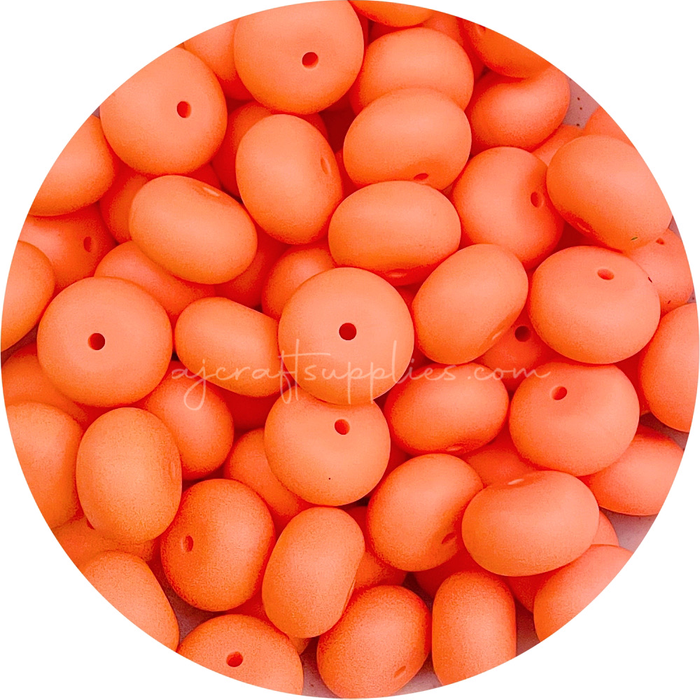 Bright Coral - 22mm Abacus Silicone Beads - 5 Beads