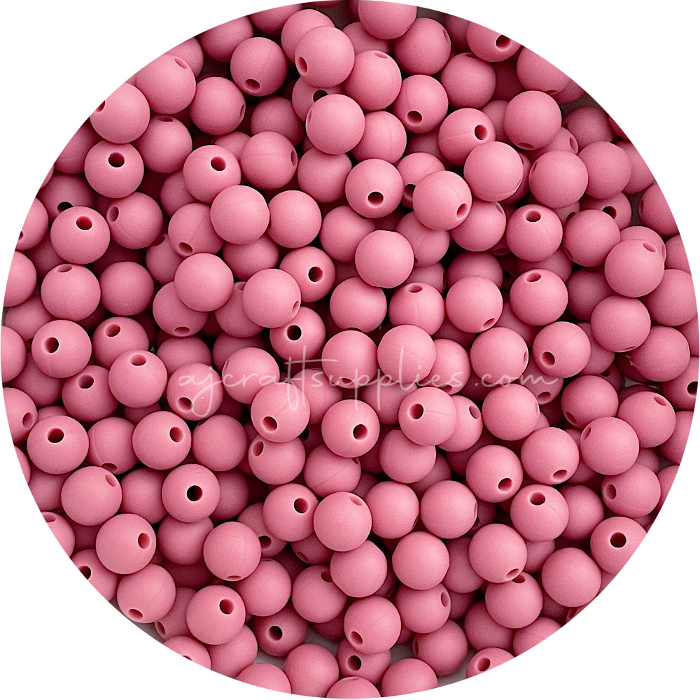 Petal Pink - 9mm Round Silicone Beads - 5 Beads