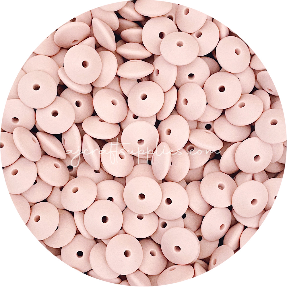 Nude - 15mm Saucer Silicone Beads - Each