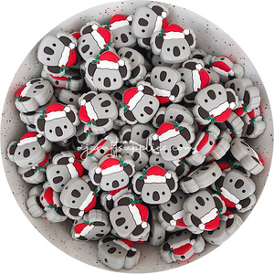 Festive Koala Silicone Beads - 2 beads (CHRISTMAS EDITION)