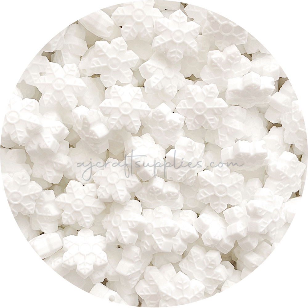 Snow White - 20mm Snowflake Silicone Beads - 2 beads