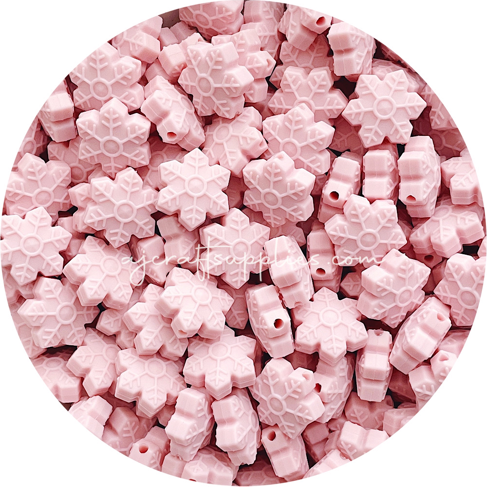 Blush Pink - 20mm Snowflake Silicone Beads - 10 beads