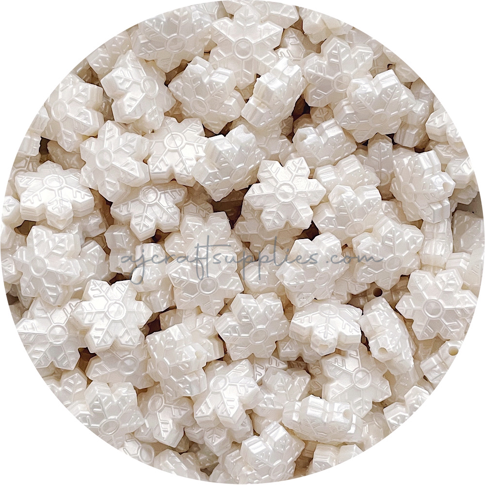 Pearl White - 20mm Snowflake Silicone Beads - 10 beads