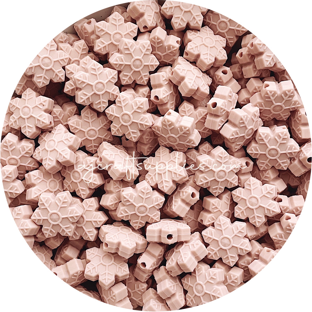 Nude - 20mm Snowflake Silicone Beads - 10 beads