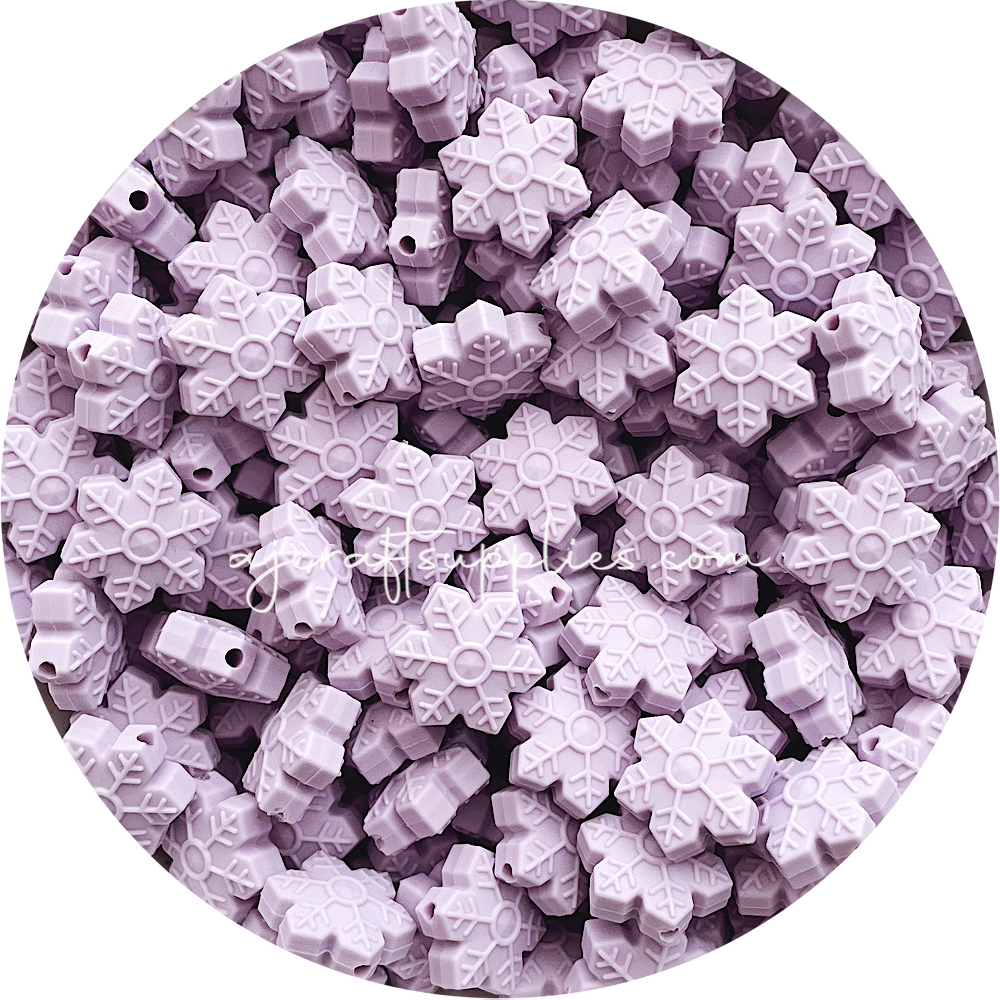 Lilac Purple - 20mm Snowflake Silicone Beads - 10 beads