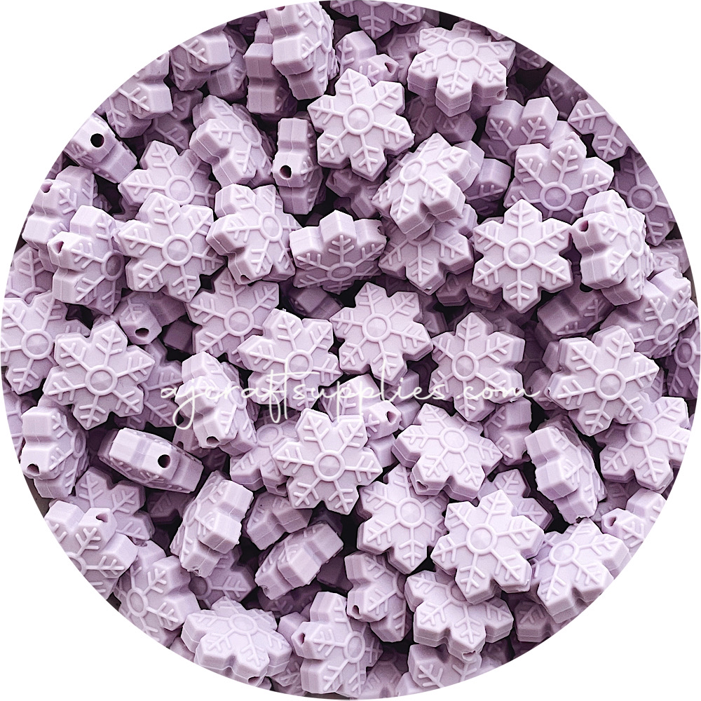 Lilac Purple - 20mm Snowflake Silicone Beads - 2 beads
