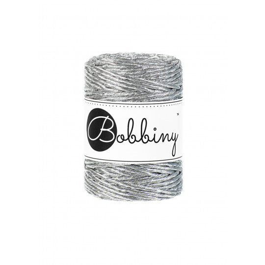 Bobbiny Single Twist Macrame Cord - 3mm - Metallic Silver