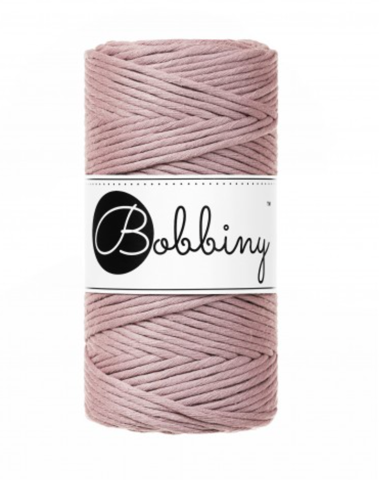 Bobbiny Single Twist Macrame Cord - 3mm - Mauve