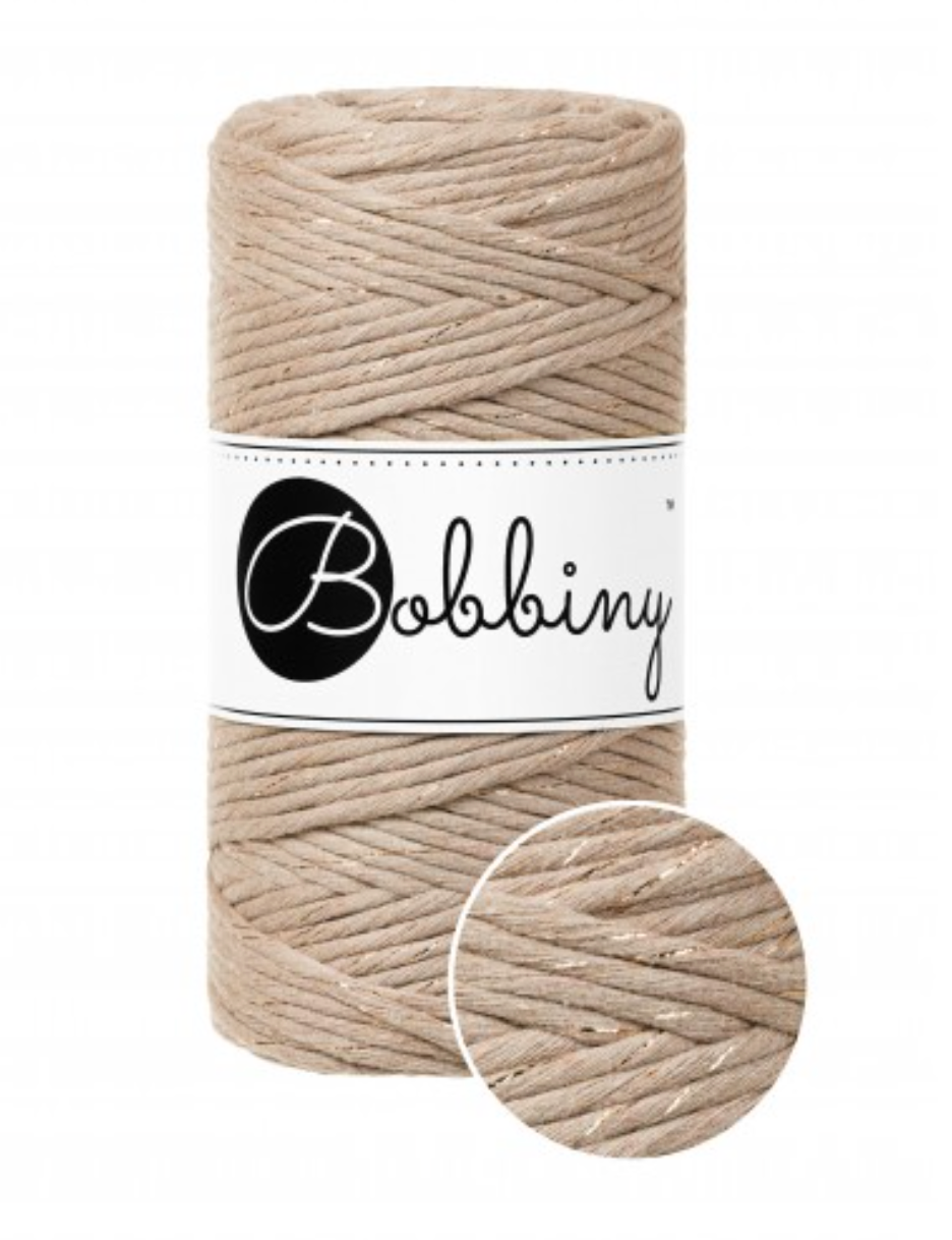 Bobbiny Single Twist Macrame Cord - 3mm - Golden Sand