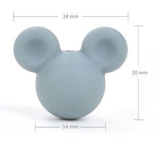 Pastel Blue - Mouse Head - 5 Beads