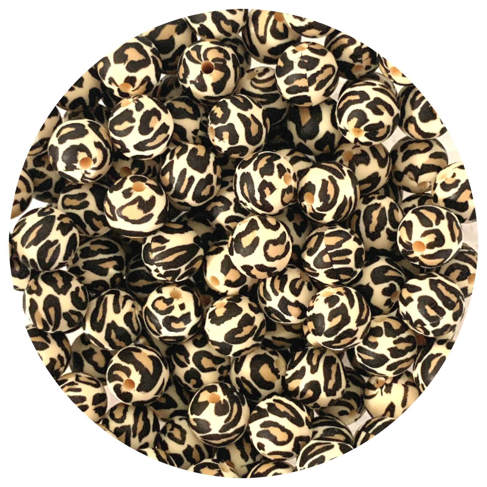 Leopard - 12mm Round Silicone Beads - 10 beads
