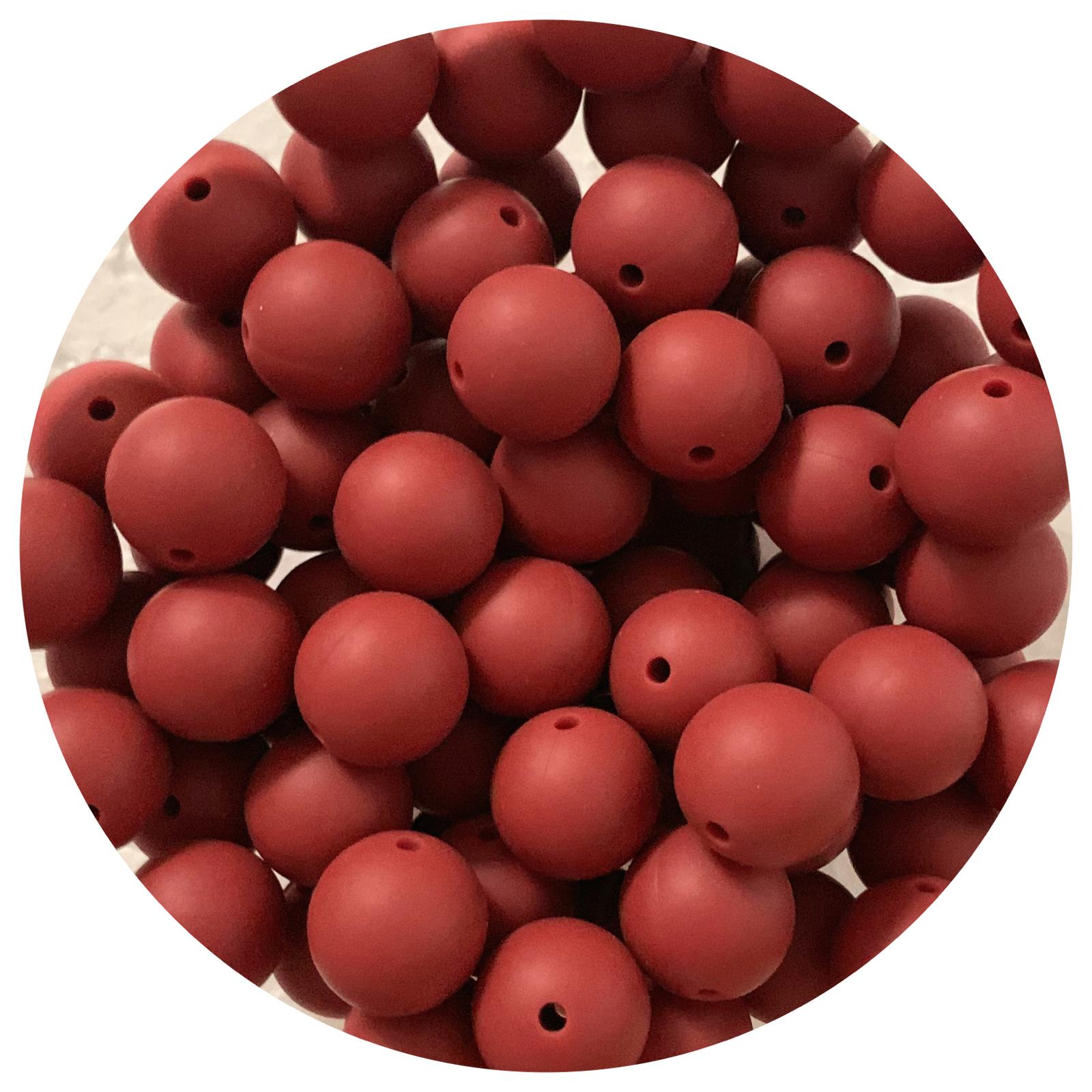 Burgundy Red - 15mm round - 10 Beads