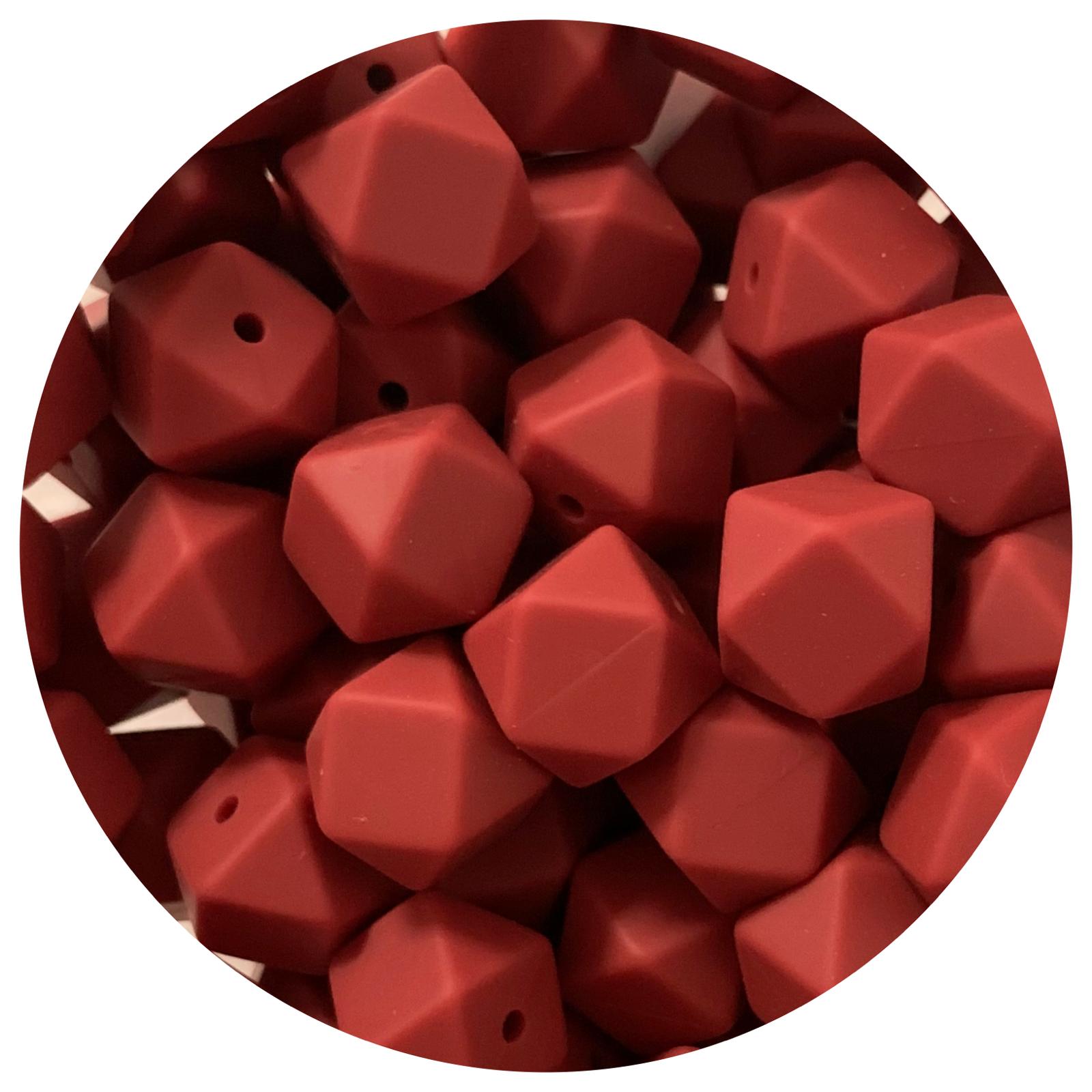 Burgundy Red - 17mm Hexagon - 10 Beads