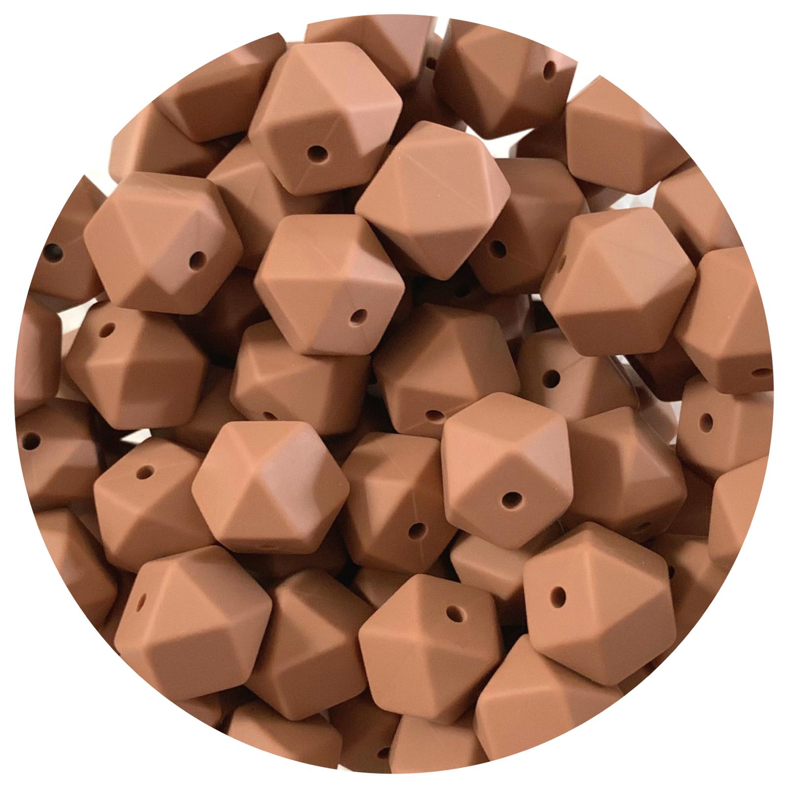 Espresso - 14mm Mini Hexagon - 5 beads