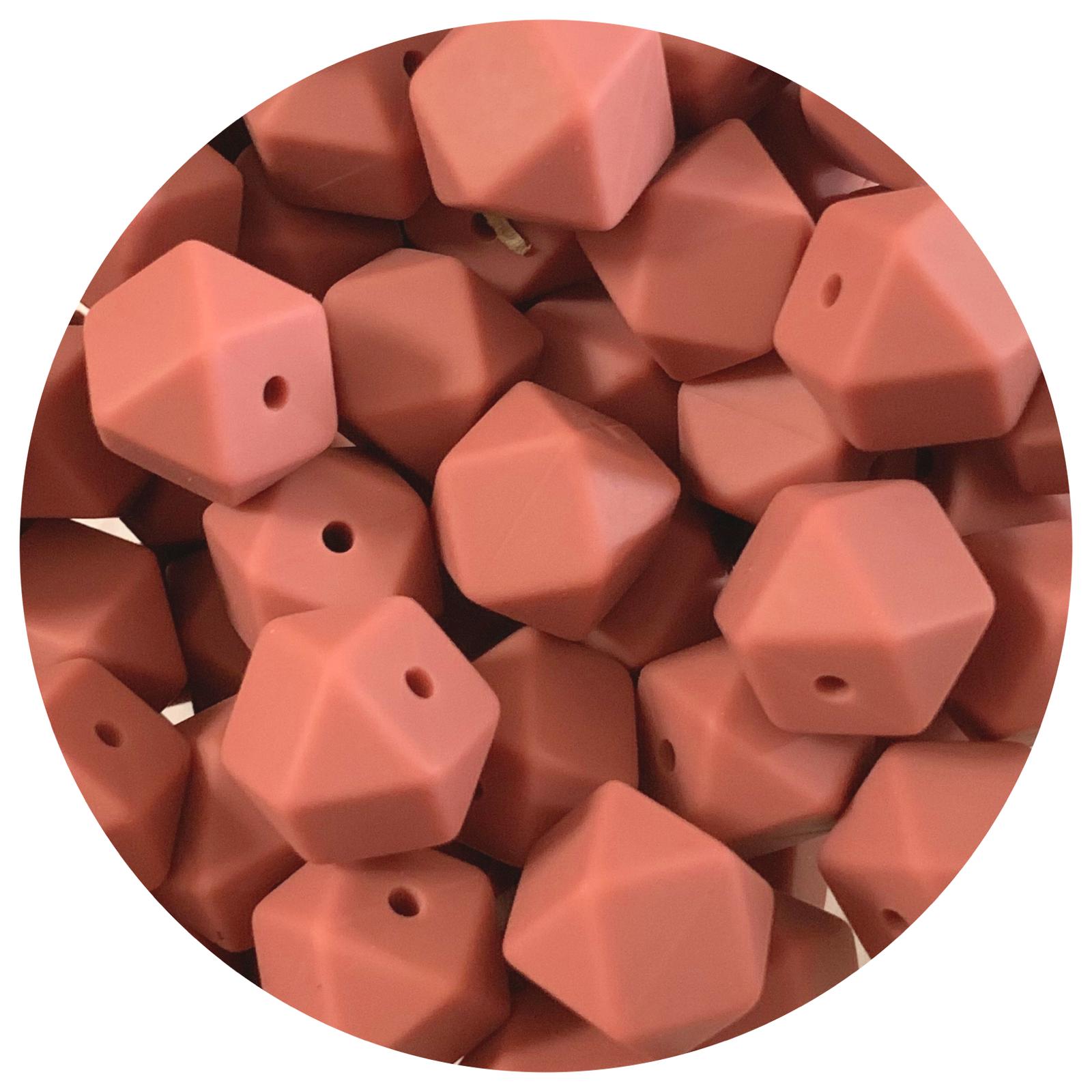 Brandy Rose - 17mm Hexagon - 10 Beads