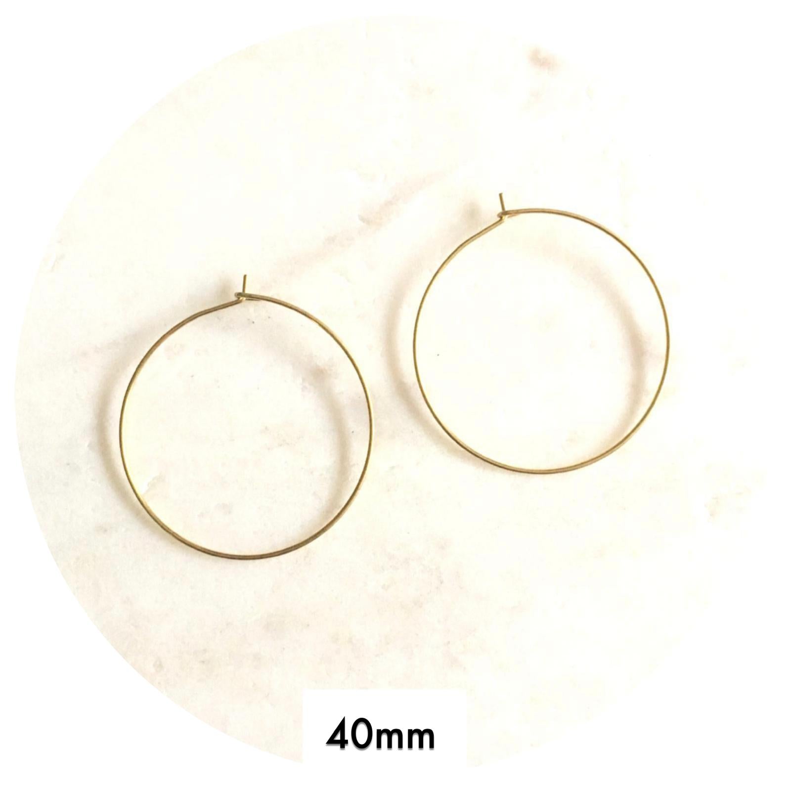 40mm Raw Brass Earring Wire Hoops - 2 pcs - E182