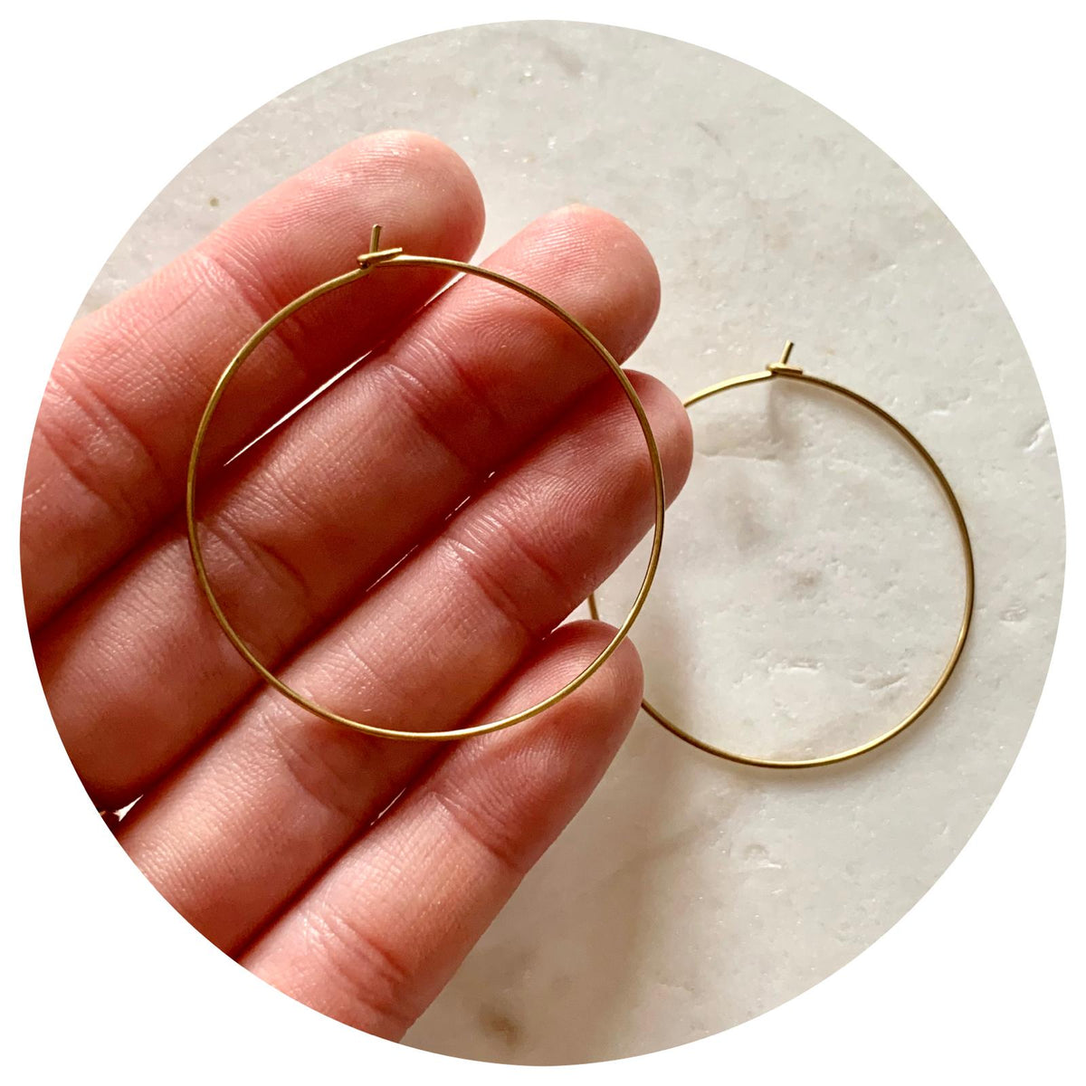 40mm Raw Brass Earring Wire Hoops - 2 pcs - E182