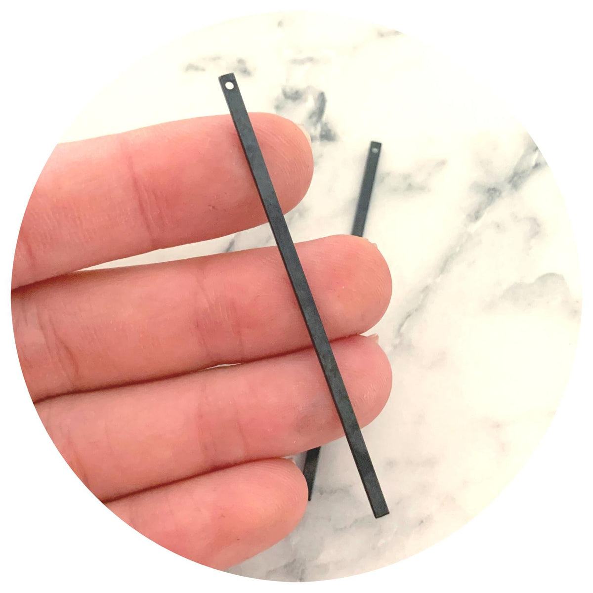 60mm Skinny Bar Charm - Black - 2 pcs - A0868 S935