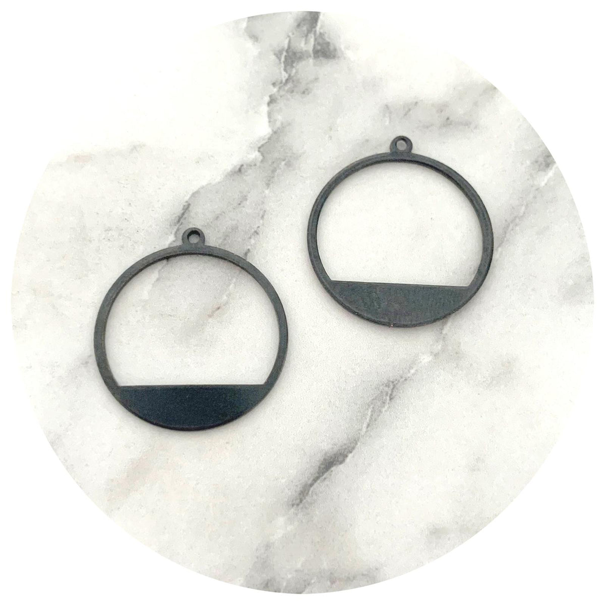 22mm Dipped Circle Charm - Black - 2 pcs - BS2191 S883