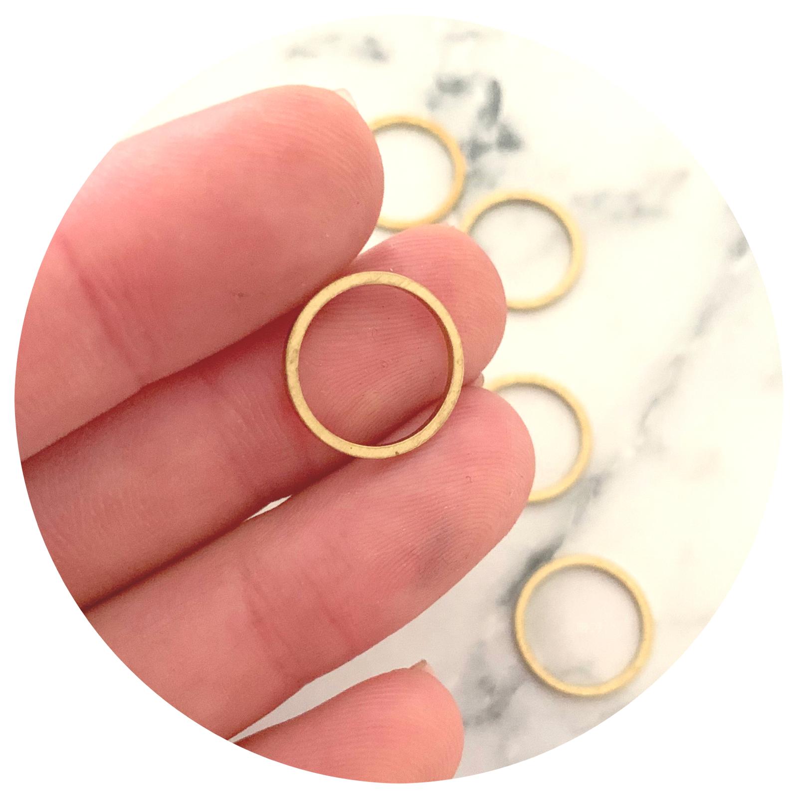 14mm Open Circle Connector - Raw Brass - 2 pcs - BS1099