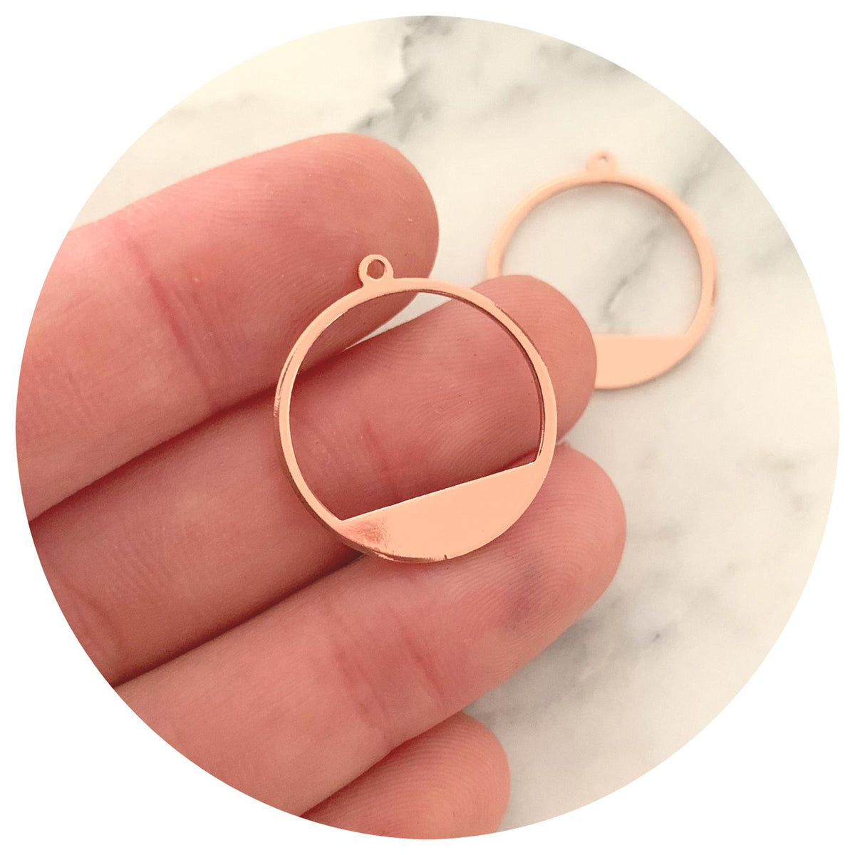 22mm Dipped Circle Charm - Rose Gold - 2 pcs - BS2191 Q735