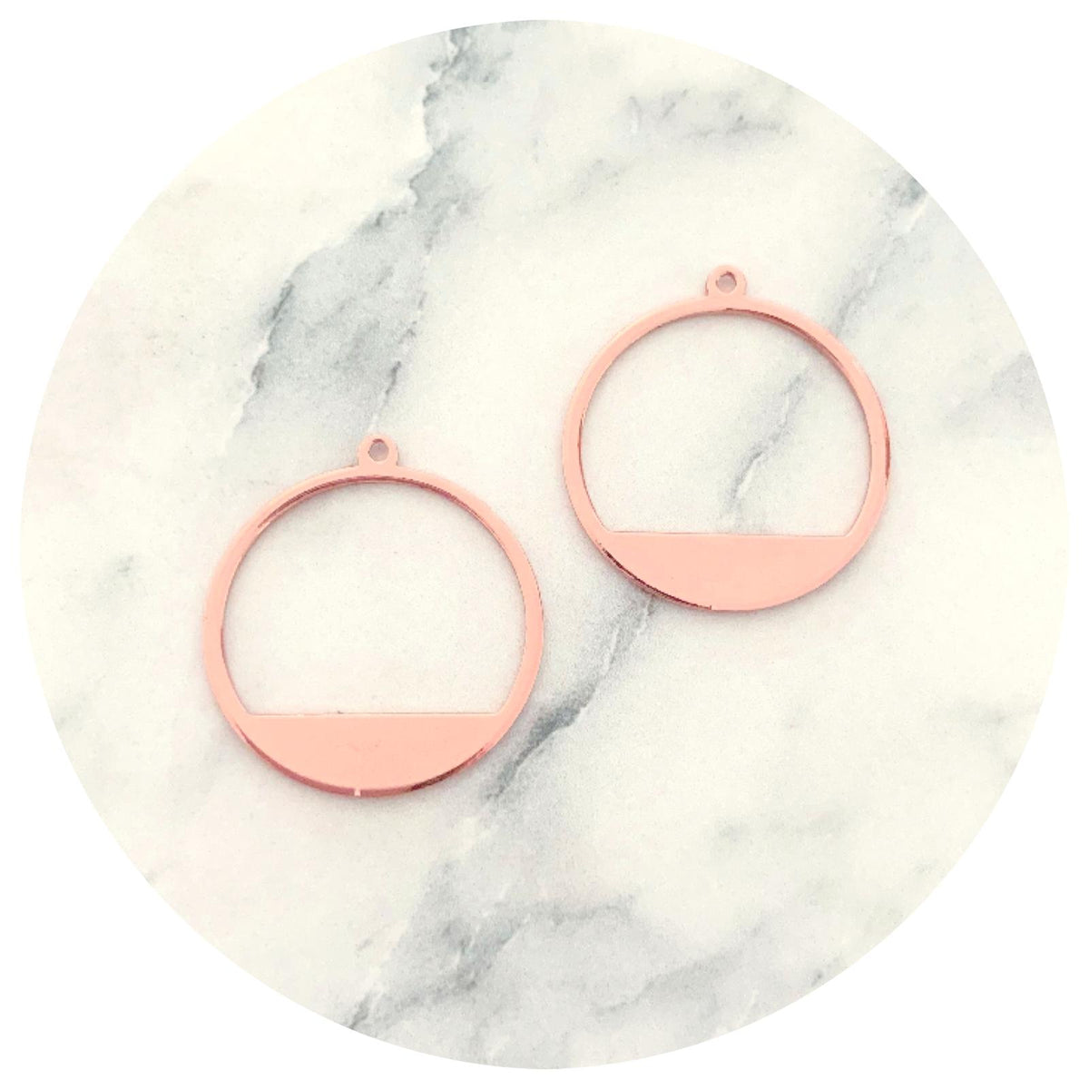 22mm Dipped Circle Charm - Rose Gold - 2 pcs - BS2191 Q735